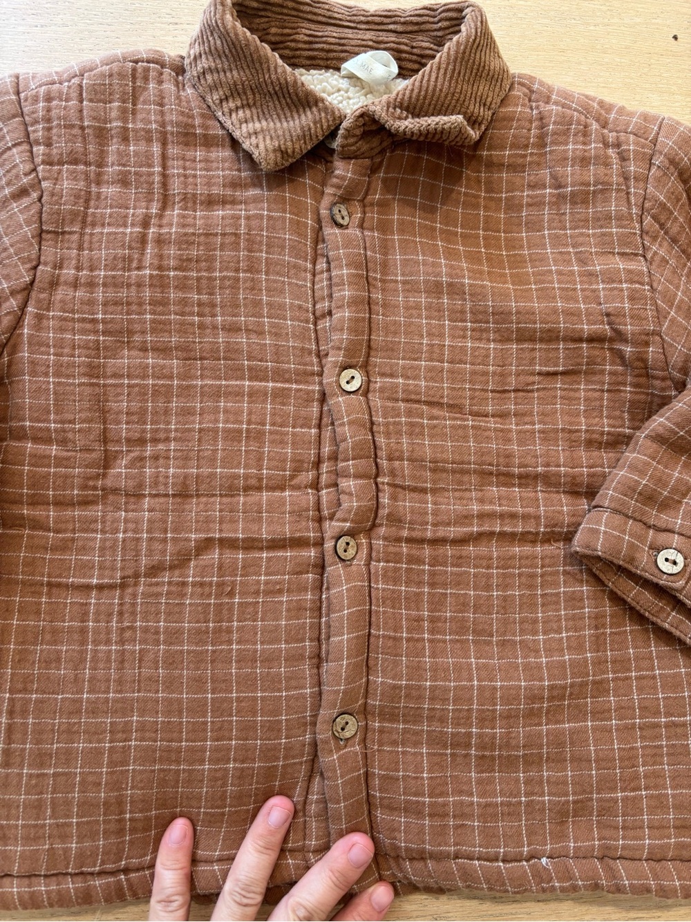 Quincy Mae toddler orange plaid Sherpa lined coat, 2-3Y - Picture 3 of 7